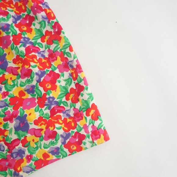 Vintage Braemar By Jeremy Scott Red Pink Floral Midi Pencil Skirt Size 8 - Picture 3 of 9